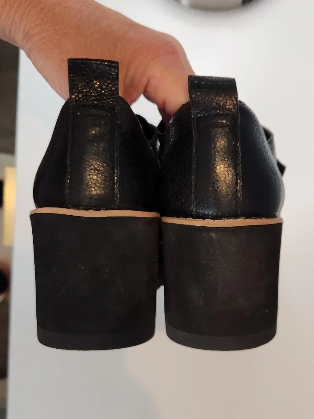 Eileen Fisher Black Leather Platform Slip-On Shoes Loafers - Picture 8 of 11